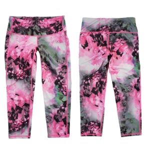 Athleta XS Leggings Crop Capri Pink Floral Grey